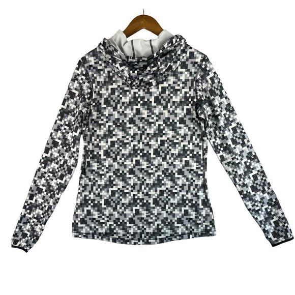 Nike Pro Hyperwarm Dri-Fit Hoodie Womens Large Pixel Gray Black - Picture 2 of 10